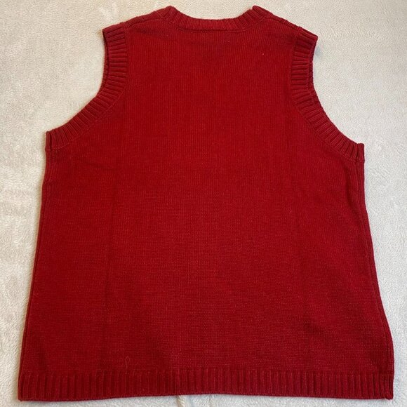 National Woman's Cardigan Sweater Vest Large Vintage Style Red Sleeveless - Picture 2 of 6